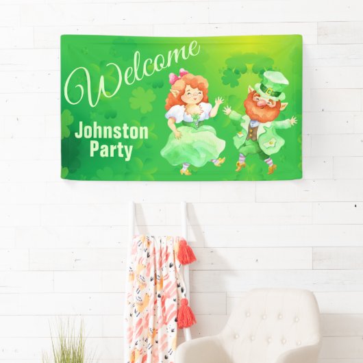 St. Patrick Dancing Leprechaun Begrüßungsbanner Banner (Insitu)