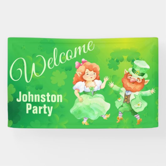 St. Patrick Dancing Leprechaun Begrüßungsbanner Banner (Horizontal)