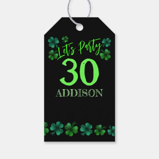 St Patrick Day Birthday Lasse Party Kleeblatt Geschenkanhänger (Vorderseite)