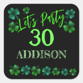 St Patrick Day Birthday Lasse Party Kleeblatt Quadratischer Aufkleber (Vorderseite)