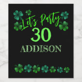 St Patrick Day Birthday Lasse Party Kleeblatt Weinetikett (Einzelnes Label)