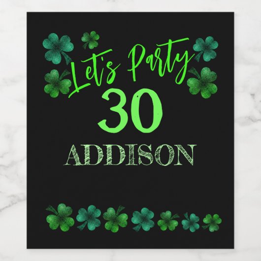 St Patrick Day Birthday Lasse Party Kleeblatt Weinetikett (Einzelnes Label)