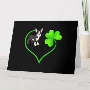 St Patrick Day Boston Terrier Dog Mama Vater Kleeb Karte