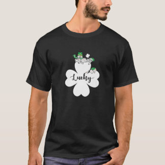 St Patrick Day Cat Lucky Kleeblatt Green Color Fun T-Shirt