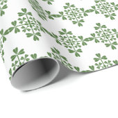 St Patrick Day Clovers Kleeblatts Irish Green Geschenkpapier (Rolleneckpunkt)