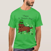 St. Patrick Day Dackel Cartoon 2 T-Shirt (Vorderseite)