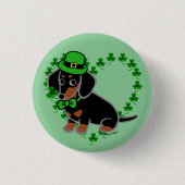 St. Patrick Day Dackel Cartoon 3 Button (Vorderseite)