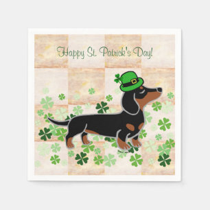 St. Patrick Day Dackel Cartoon 5 Serviette