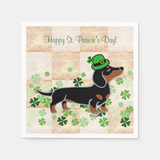 St. Patrick Day Dackel Cartoon 5 Serviette (Vorderseite)