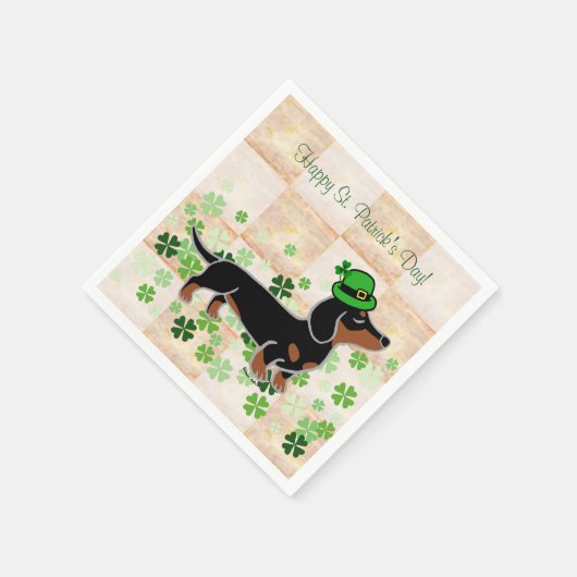 St. Patrick Day Dackel Cartoon 5 Serviette (Ecke)