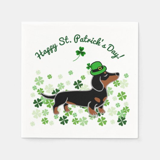 St. Patrick Day Dackel Cartoon 5 Serviette (Vorderseite)
