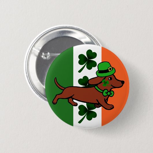 St. Patrick Day Dackel Cartoon 7 Button (Vorne & Hinten)