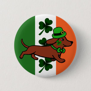 St. Patrick Day Dackel Cartoon 7 Button