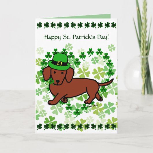 St. Patrick Day Dackel Cartoon Karte (Vorderseite)
