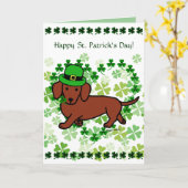 St. Patrick Day Dackel Cartoon Karte (Gelbe Blume)