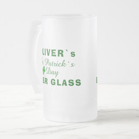 St Patrick Day Green Clover Name Mattglas Bierglas (Vorderseite Links)