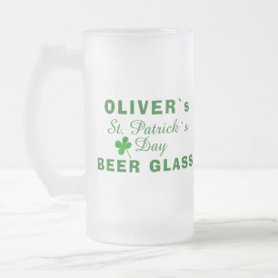 St Patrick Day Green Clover Name Mattglas Bierglas