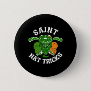 St Patrick Day Hockey Saint Hat Trick Boy Girl Tod Button