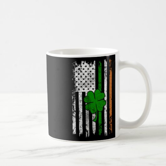 St Patrick Day Irish American Flag Retro Saint Pat Kaffeetasse (Rechts)