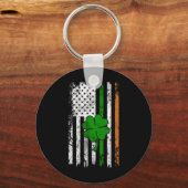 St Patrick Day Irish American Flag Retro Saint Pat Schlüsselanhänger (Vorderseite)