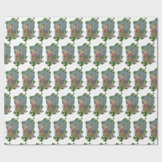 St. Patrick Day Irish Angels Kleeblatts Blume Geschenkpapier (Flach)