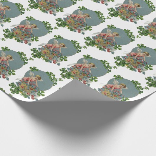St. Patrick Day Irish Angels Kleeblatts Blume Geschenkpapier (Ecke)