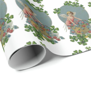 St Patrick Day Irish Angels Kleeblatts Blume Geschenkpapier