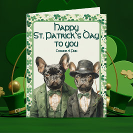 St Patrick Day Irish Frenchie Dog Duo Karte