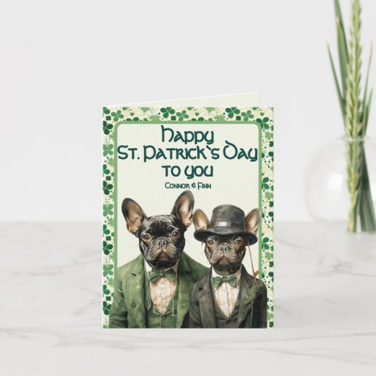 St Patrick Day Irish Frenchie Dog Duo Karte (Vorderseite)