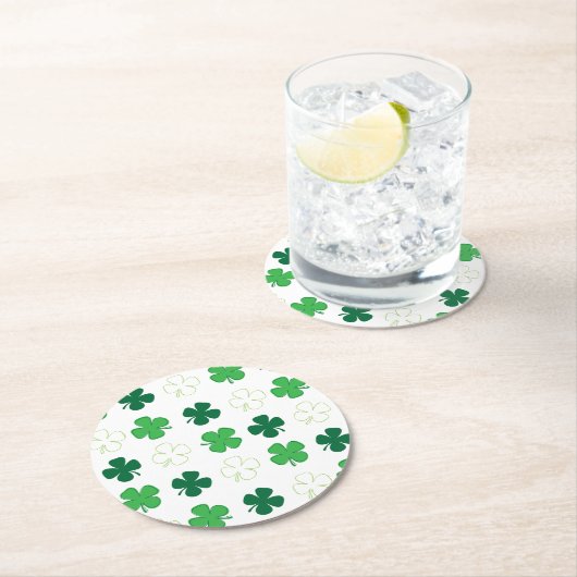 St. Patrick Day Irish Green Kleeblatts Runder Pappuntersetzer (Vor Ort)