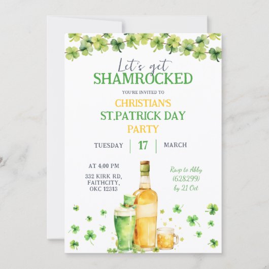 St Patrick Day Let's Get Shamrocked Party Einladung (Vorderseite)