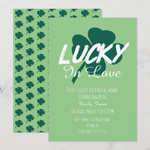 St Patrick Day Lucky In Love Grüne Hochzeitsdusche Einladung