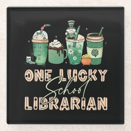 St. Patrick Day Lucky Librarian Glasuntersetzer (Vorderseite)