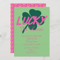 St Patrick Day Lucky Pink Bridal Dusche Einladung