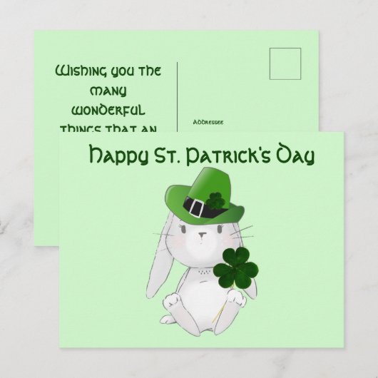 St. Patrick' Day mit Irish Bunny, bereit Wünsche Postkarte (Vorne/Hinten)