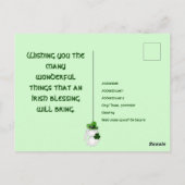 St. Patrick' Day mit Irish Bunny, Kleeblatt bg Postkarte (Rückseite)