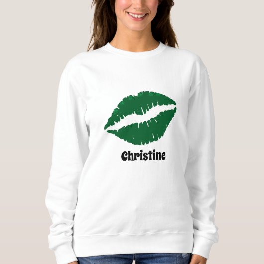 St Patrick Day niedliche grüne irische Lippen küss Sweatshirt (Vorderseite)