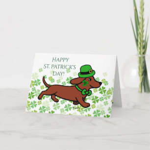 St. Patrick Day Red Smooth Dachshund Running Karte