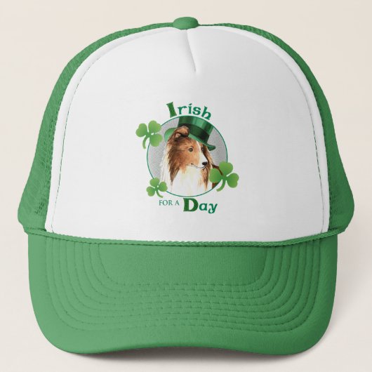 St. Patrick-Day Sheltie Truckerkappe (Vorderseite)