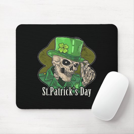St Patrick Day Skeleton Clover Fun Sarcastic Mousepad (Mit Mouse)