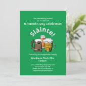 St Patrick' Day Sláinte Cheers & Beers Party Einladung (Stehend Vorderseite)