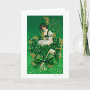 St. Patrick Day Souvenir Frau auf Clover Scene Karte