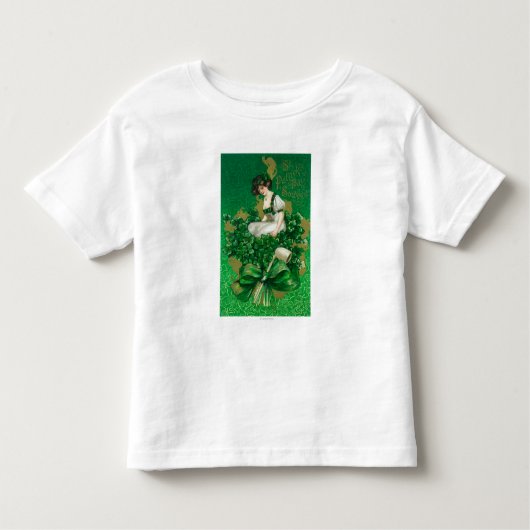 St. Patrick Day Souvenir Frau auf Clover Scene Kleinkind T-shirt (Vorderseite)