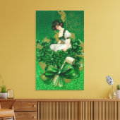 St. Patrick Day Souvenir Frau auf Clover Scene Leinwanddruck (Insitu (Wohnzimmer))