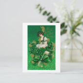 St. Patrick Day Souvenir Frau auf Clover Scene Postkarte (Stehend Vorderseite)