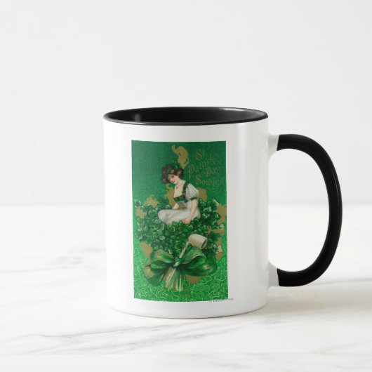 St. Patrick Day Souvenir Frau auf Clover Scene Tasse (Rechts)