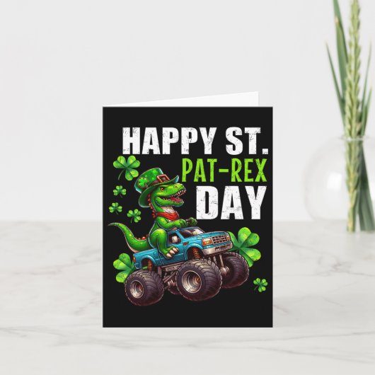 St Patrick Day T-rex Monster Truck Karte (Vorderseite)