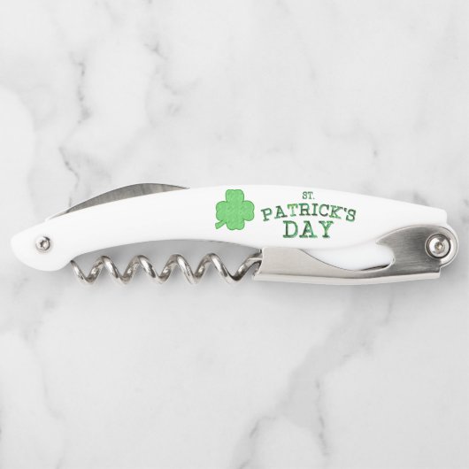 St. Patrick Day Text and Clover Kellnermesser (Rückseite)