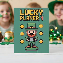 St Patrick Days Lucky Gamer Player Feiertagskarte