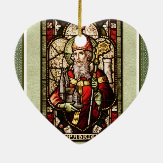 St. Patrick Digital Art Ceramic Heart Ornament (Hinten)